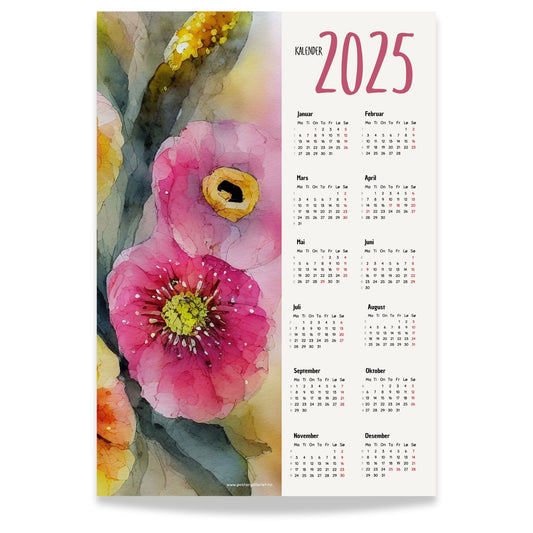 Planlegg året med stil med Kalender 2025! Kalenderen er både funksjonell og dekorativ, og passer perfekt på veggen.
