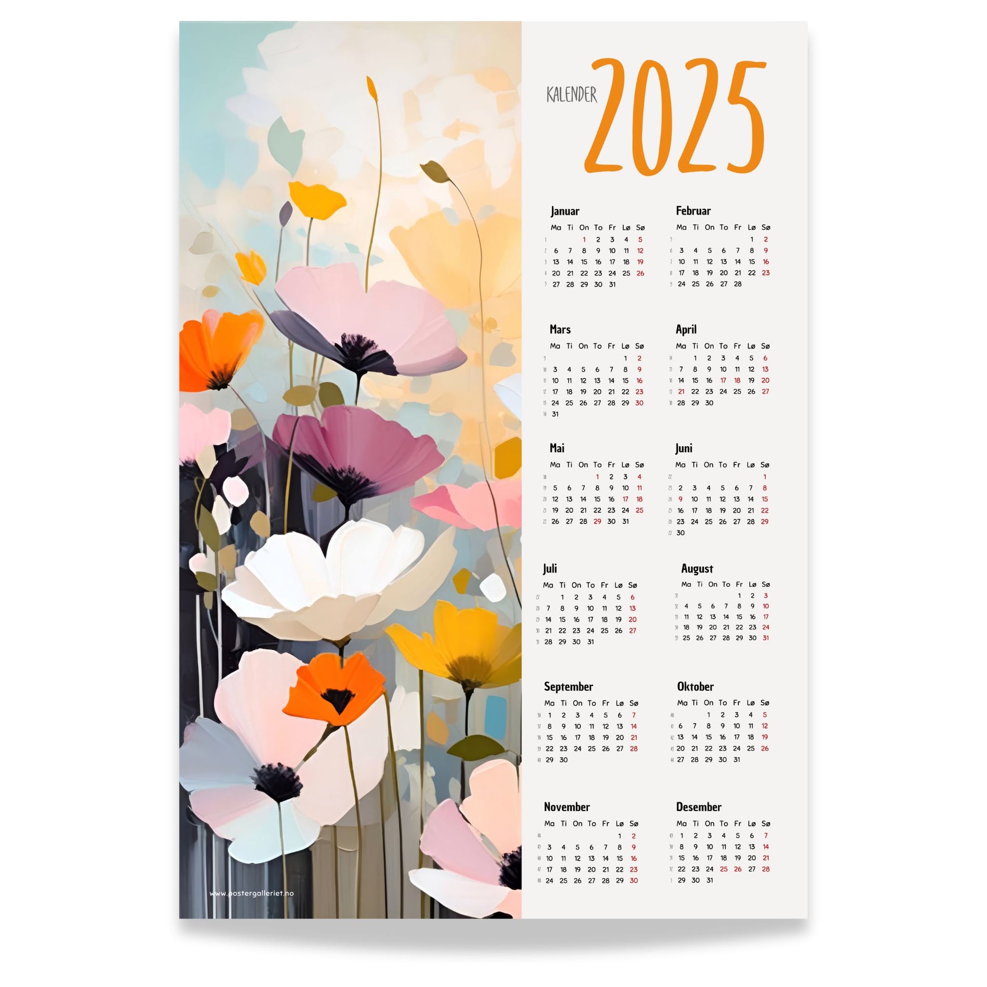 Planlegg året med stil med Kalender 2025! Kalenderen er både funksjonell og dekorativ, og passer perfekt på veggen.  