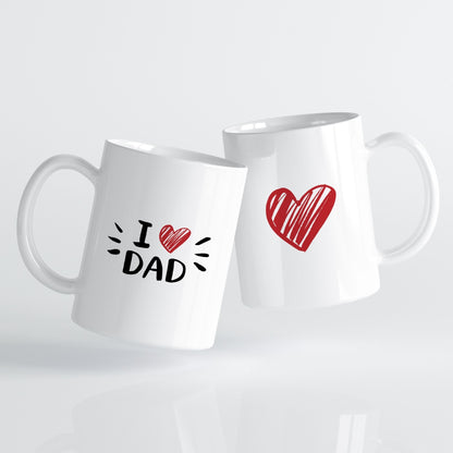 Et lekent krus med enkel og tydelig kjærlighetserklæring.
Designet i hvitt og rødt gir et friskt og moderne uttrykk – perfekt som en liten oppmuntring til pappa.