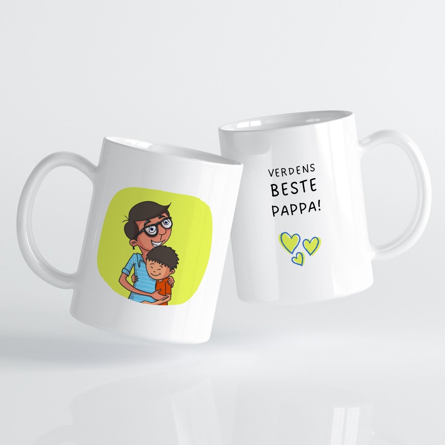 Et varmt og sjarmerende krus som sier det rett ut – verdens beste pappa!
Med et fargerikt og mykt motiv av far og barn, er dette en gave som sprer både glede og takknemlighet i hverdagen.