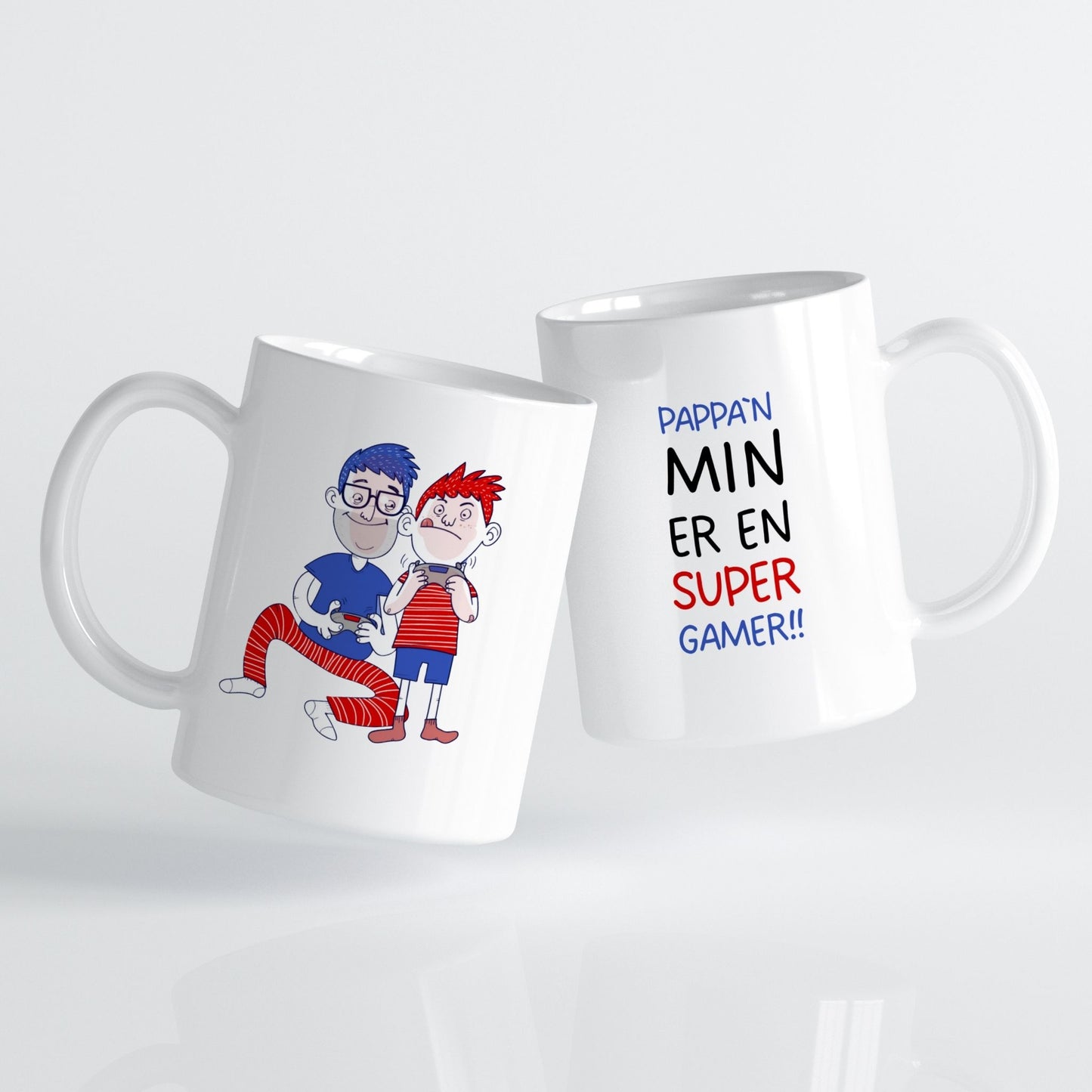 Et sprekt krus med humor og energi for pappaen som elsker å spille.
Perfekt som bursdagsgave eller en liten hilsen som sier “du er best”.