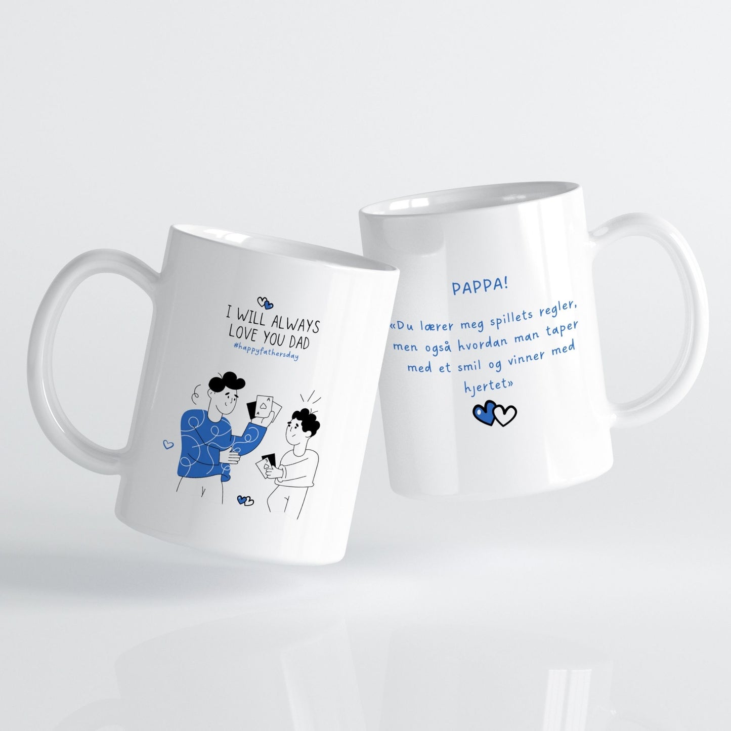 Et elegant og balansert motiv som uttrykker samhørighet.
Et krus for pappahjerter som setter pris på det enkle og ekte.