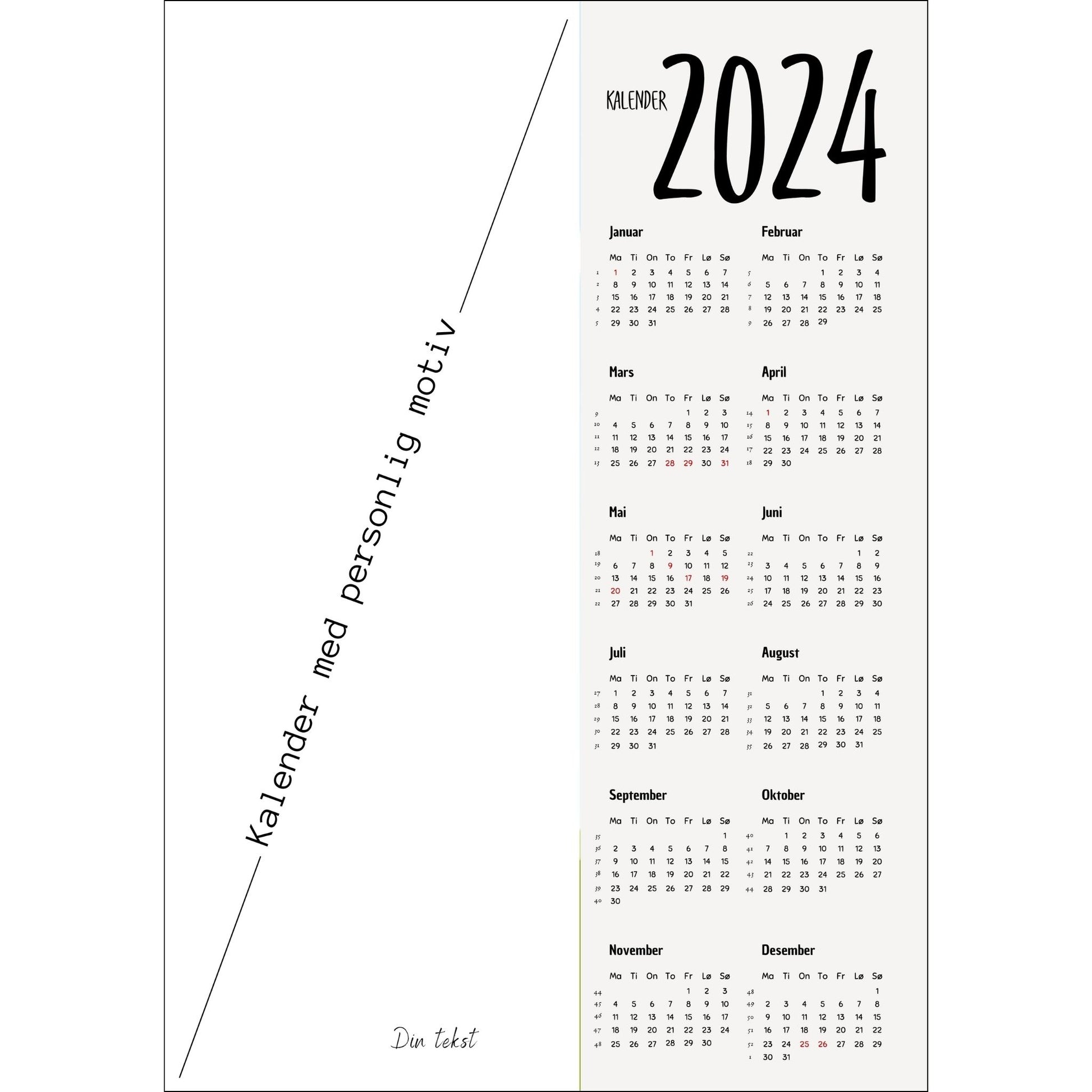 Kalender 2024 med ditt personlig bilde