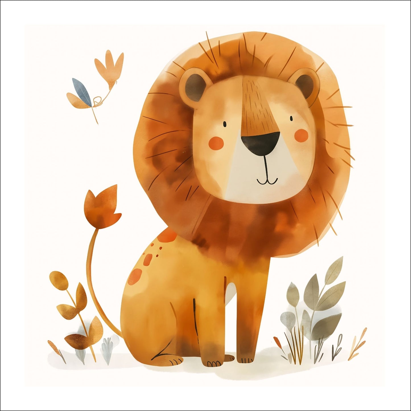 Løve - Grafisk illustrasjon - barneplakat.