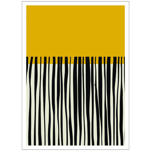 Grafisk abstrakte kunstplakat kombinerer elegant svart og grønn på en subtil beige bakgrunn.
