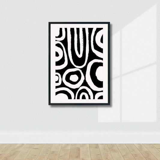 Modern Art - plakat i grafisk design i sort abstrakt mønster. Illustrasjonsbilde av plakat i sort ramme.