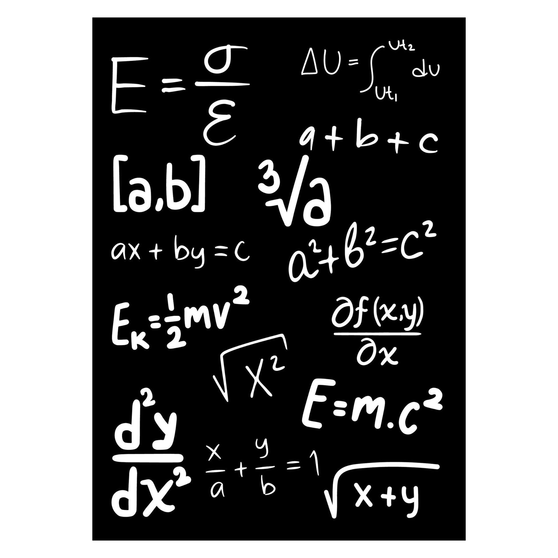 Inspirerende og dekorativ plakat av matematiske formler til studenthybelen. 