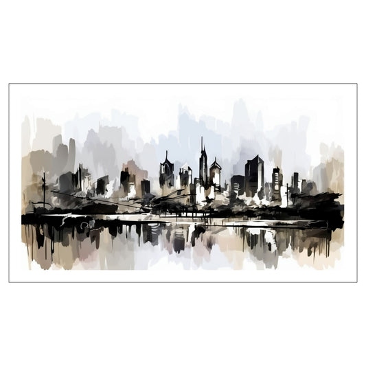 Grafisk akvarell av New York i silhuett.