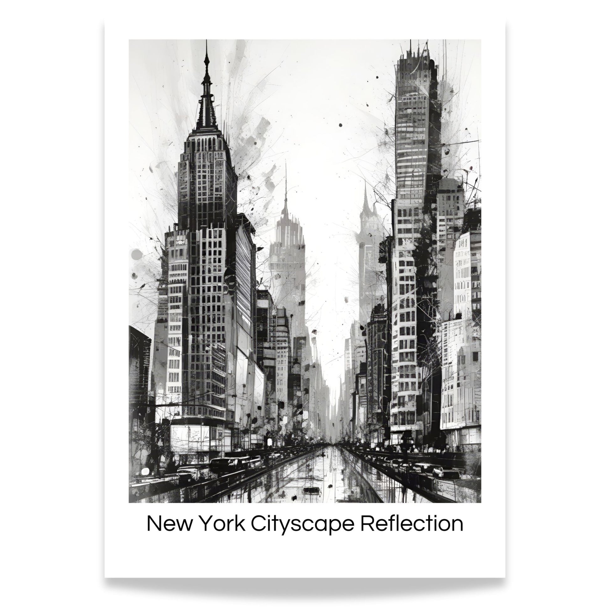Dette unike kunstverket kombinerer den ikoniske arkitekturen fra New Yorks skyline med et kreativt, abstrakt uttrykk. 