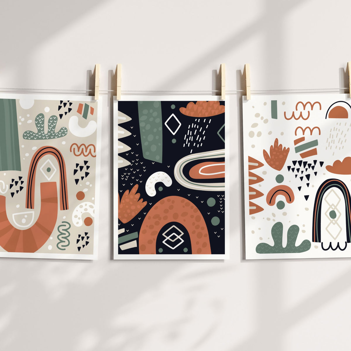 Nordic Abstractions Trio – 3 grafiske plakater