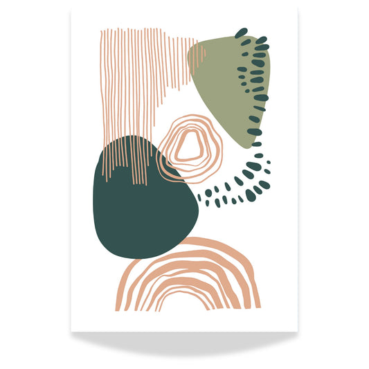 Gi hjemmet ditt et kunstnerisk løft med Organic Patterns – en abstrakt geometrisk plakat som kombinerer myke, organiske linjer og stiliserte former i jordnære toner. 