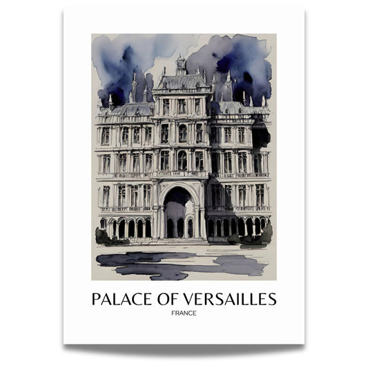 Opplev elegansen fra Frankrikes mest ikoniske slott med vår eksklusive Palace of Versailles. Plakat er påført tekst Palace of Versailles - France