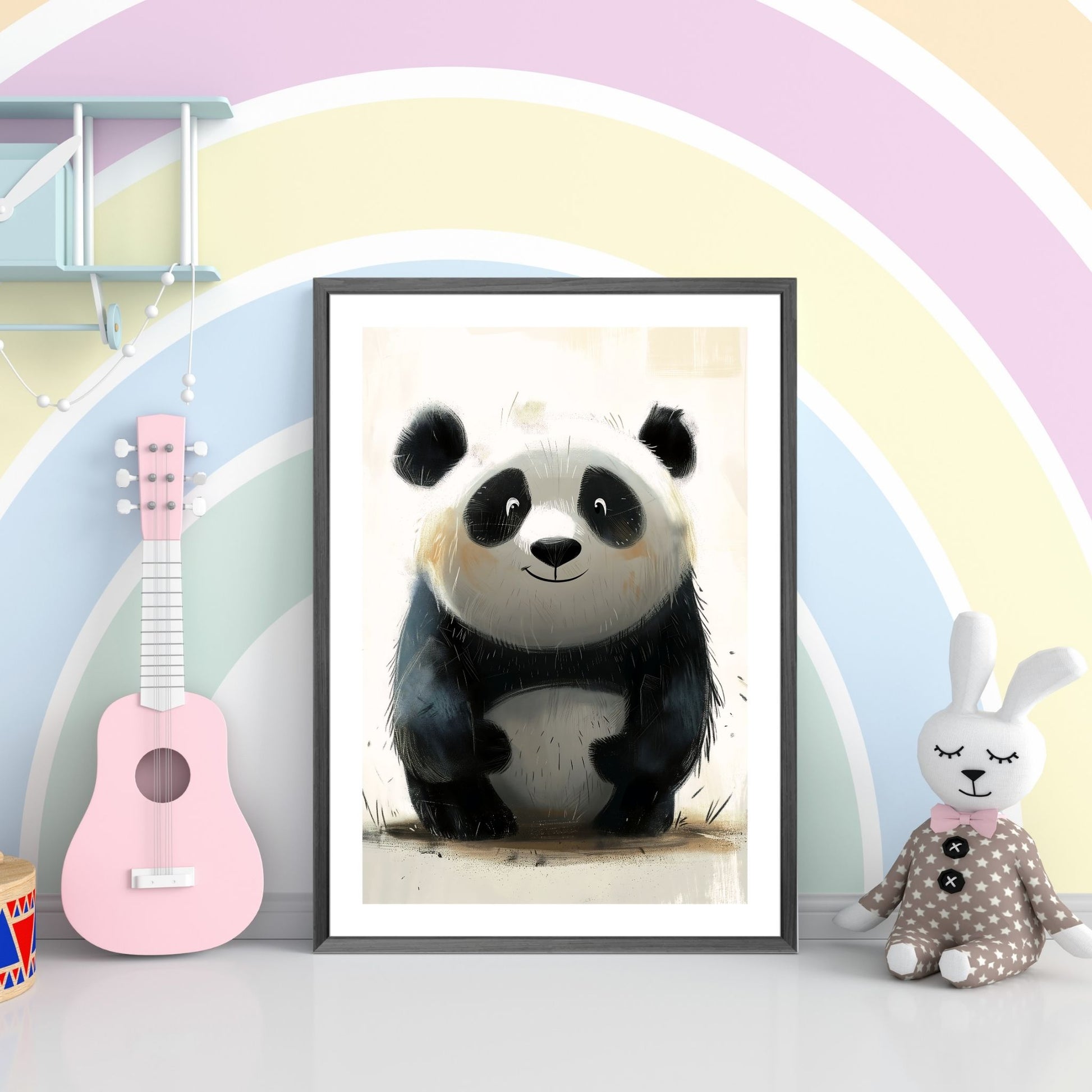 Panda - grafisk illustrasjon. Illustrasjonsbilde viser motiv i ramme.