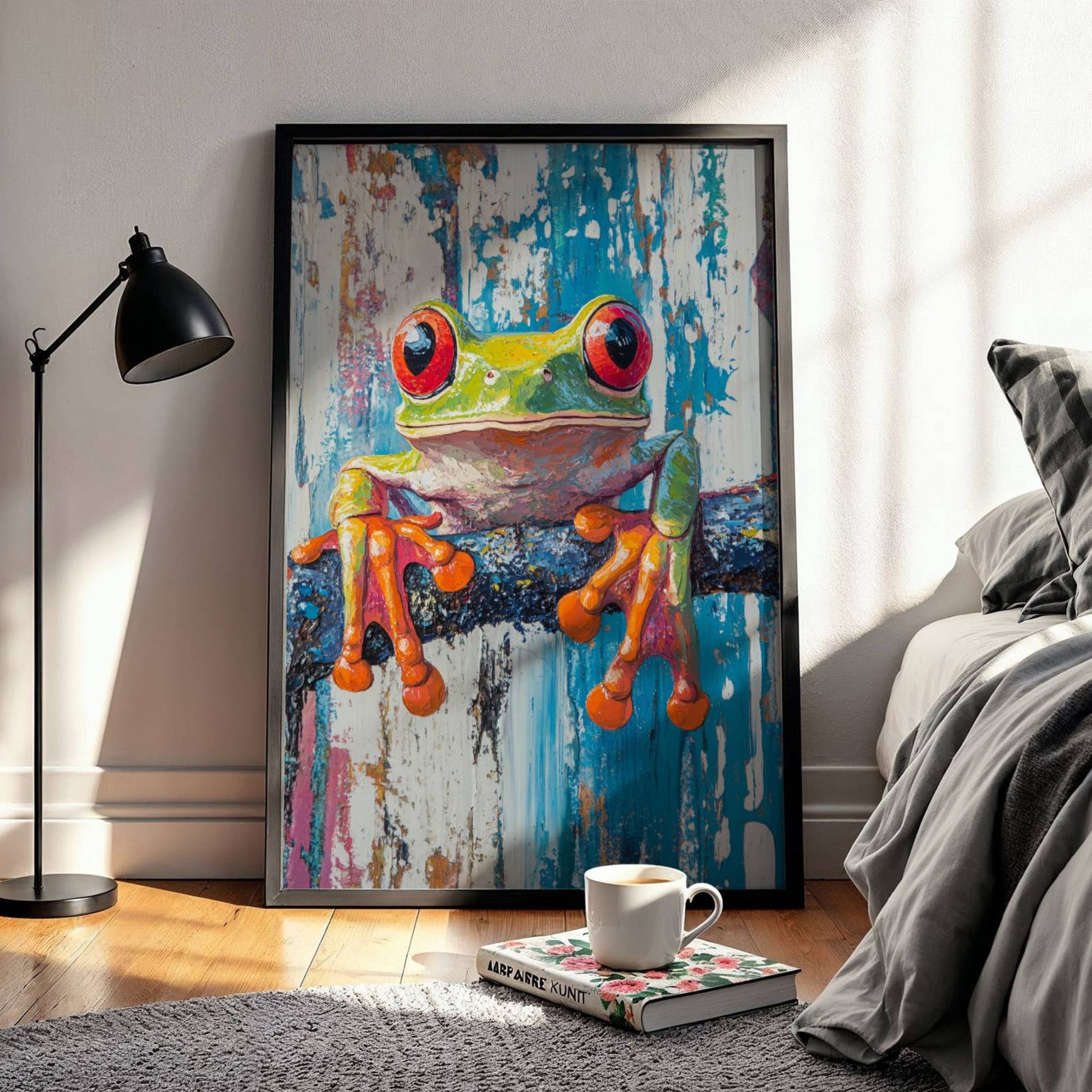 Gi hjemmet ditt et tropisk løft med den unike&nbsp;plakaten av en Red-Eyed Tree Frog – en fargerik og detaljrik illustrasjon som garantert fanger blikket! Illustrasjonen viser plakaten uten hvit kant i ramme.