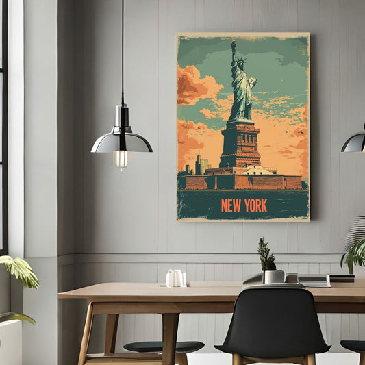 Grafisk illustrasjon av Frihetsgudinnen. Illustrasjonsbildet viser motivet som lerret.