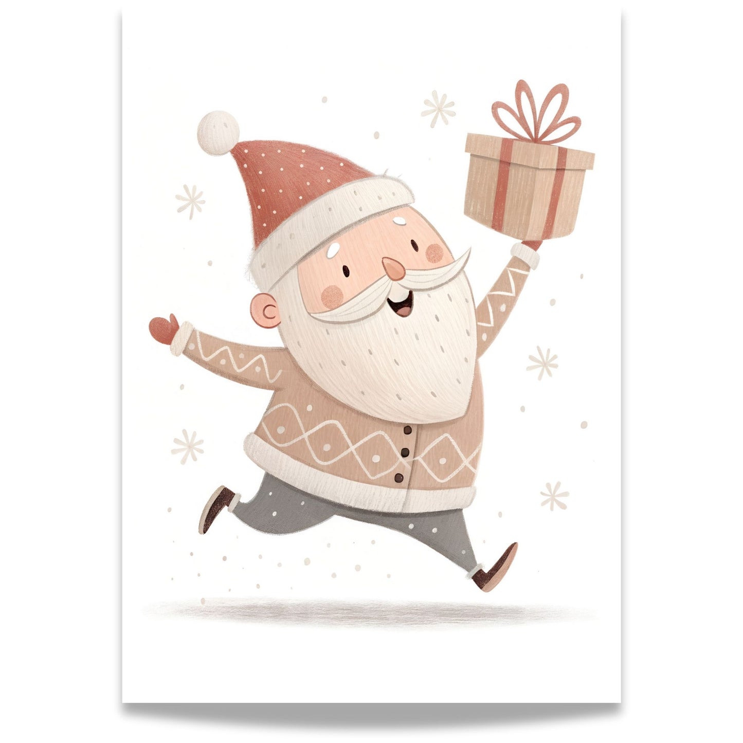 små julevenner – nisse løfter gave med glede