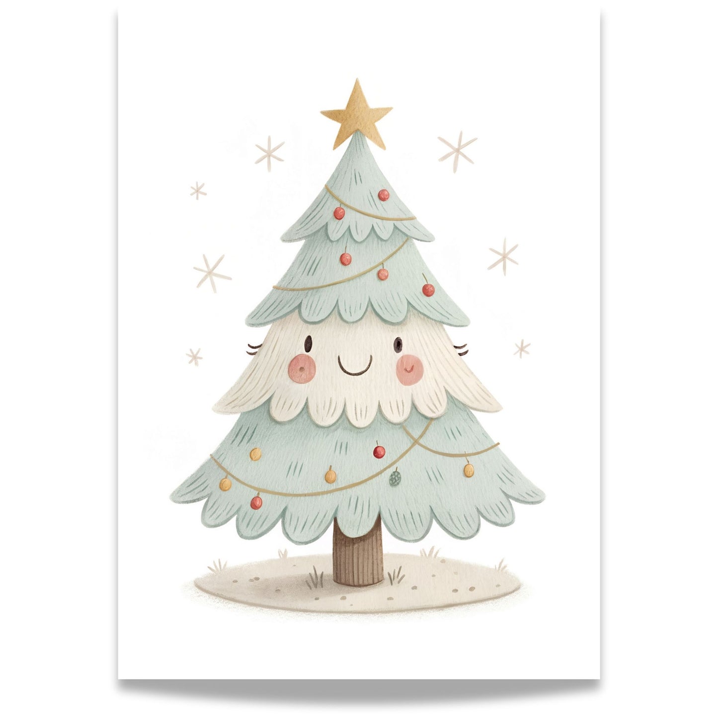 små julevenner – juletre med stjerne og julekuler