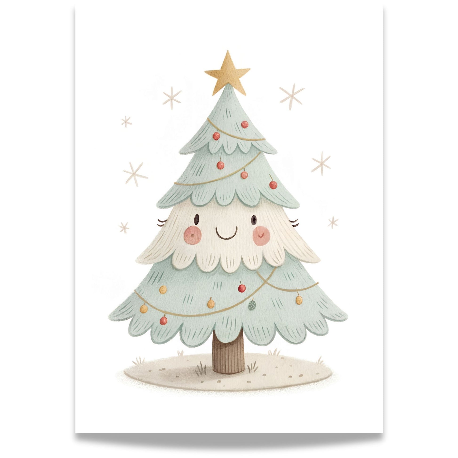 små julevenner – juletre med stjerne og julekuler