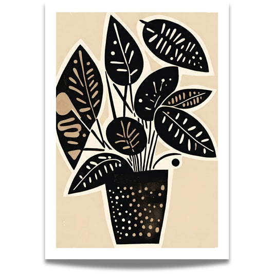 Noir Botanica kombinerer dristige, mørke blader med en kremet bakgrunn, noe som gir et trendy, men tidløst uttrykk.
