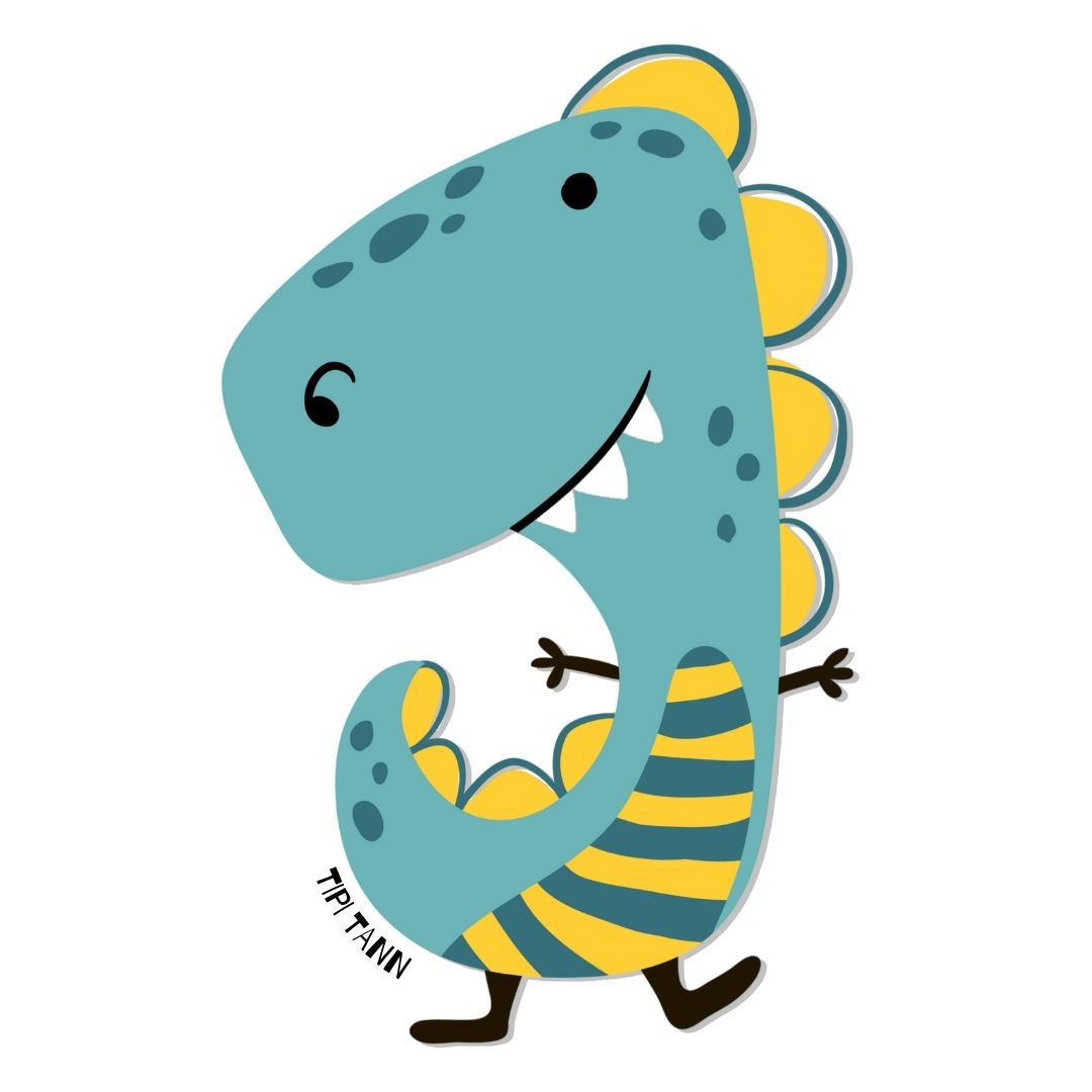Emaljekrus med Tippi Tann fra Dino Venneflokken. Plass til navn på andre siden.