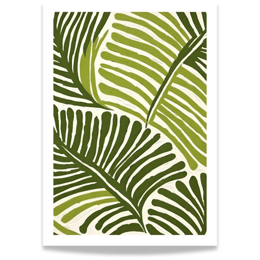 Frisk opp hjemmet ditt med Tropical Essence, en vakker botanisk plakat og lerret inspirert av frodige tropiske blader og naturlige grønntoner.