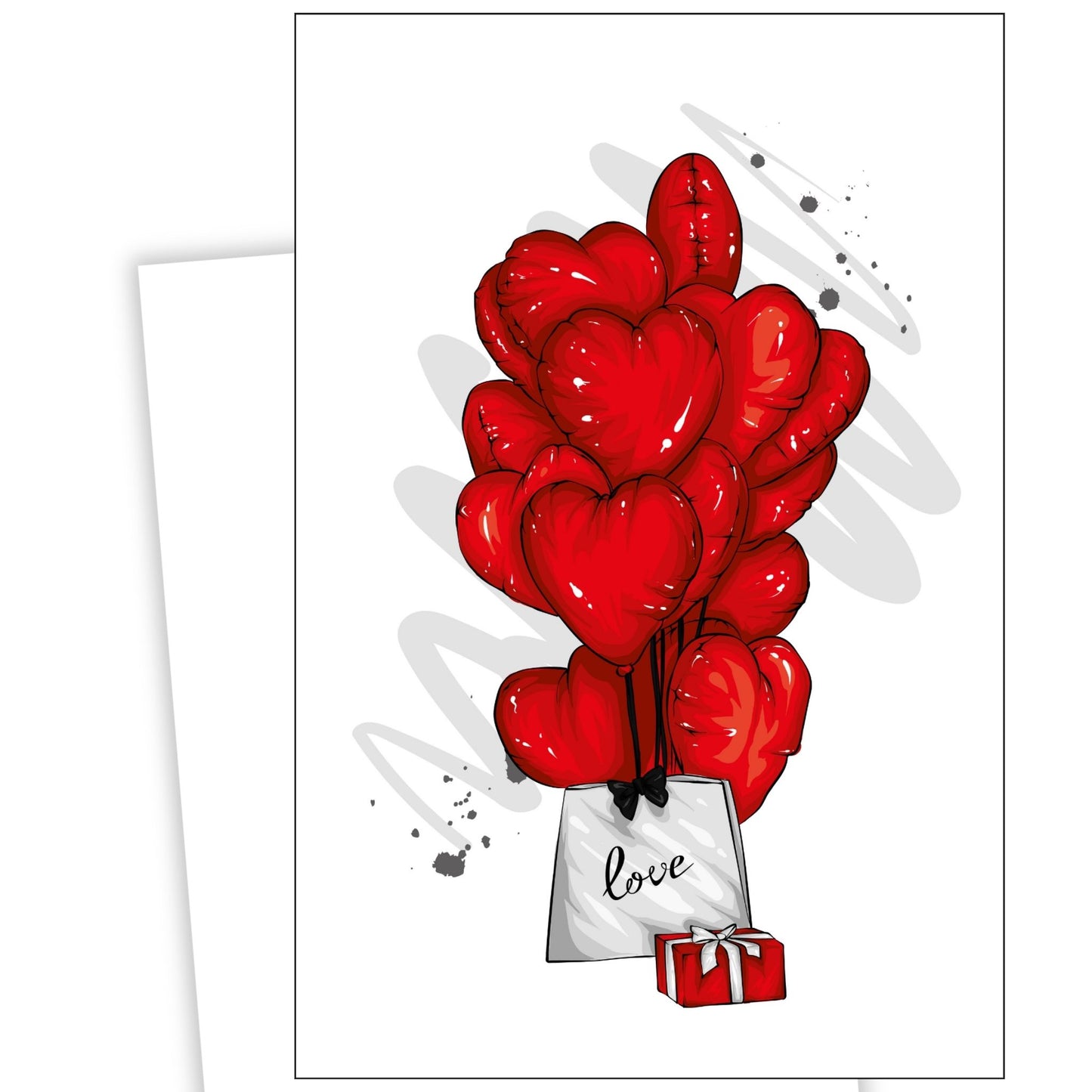 Valentine kort med røde ballonger.