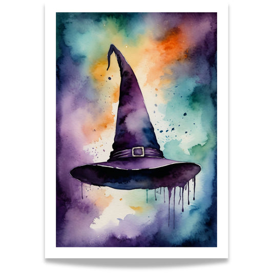 “Witch’s Hat” fanger selve symbolet på heksekunst i et vakkert akvarellmotiv.