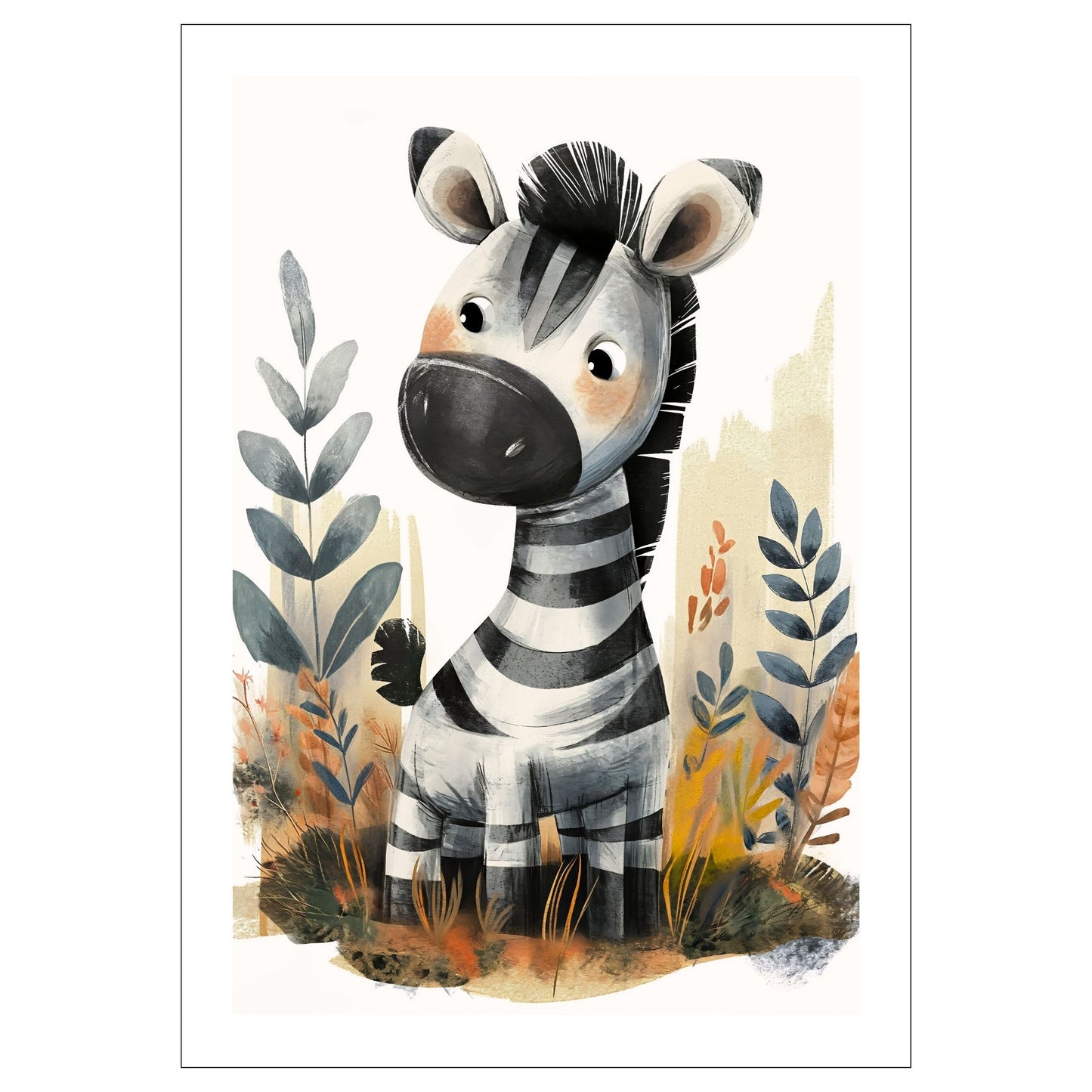 Zebra - Grafisk illustrasjon - barneplakat.