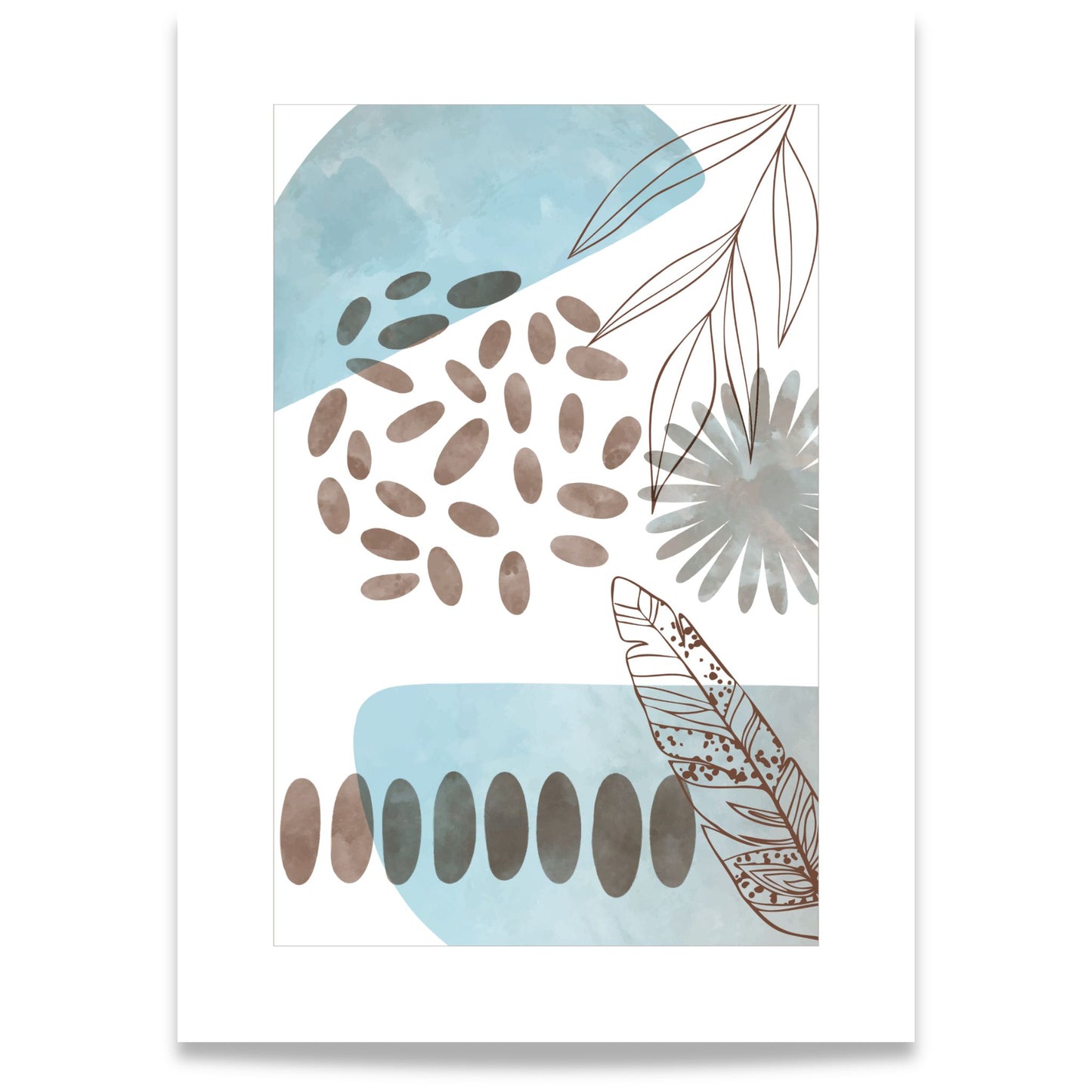 Abstract Harmony No3 nordisk abstrakt plakat med organiske former og blå toner