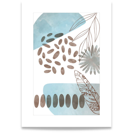 Abstract Harmony No3 nordisk abstrakt plakat med organiske former og blå toner