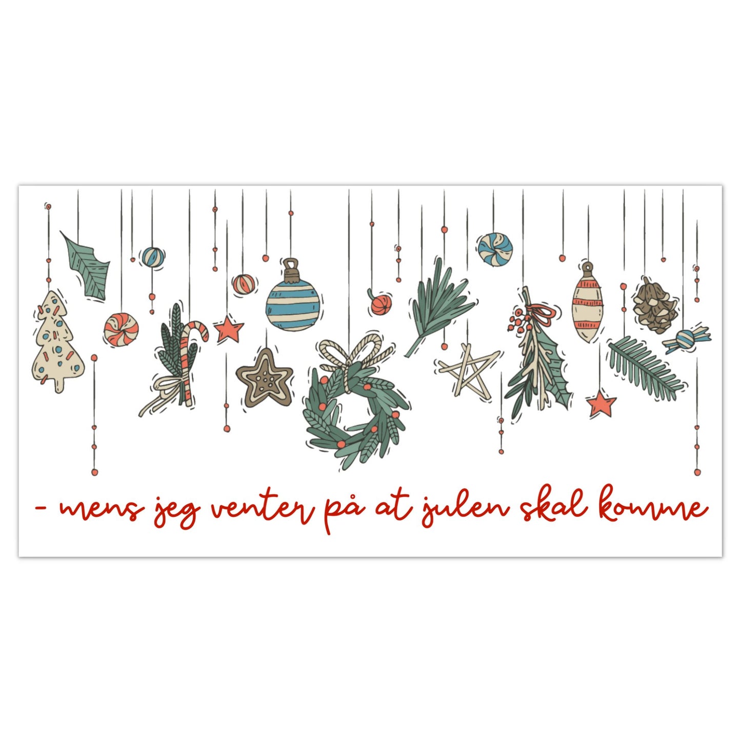 Designillustrasjon til adventskrus med julemotiv og adventstekst