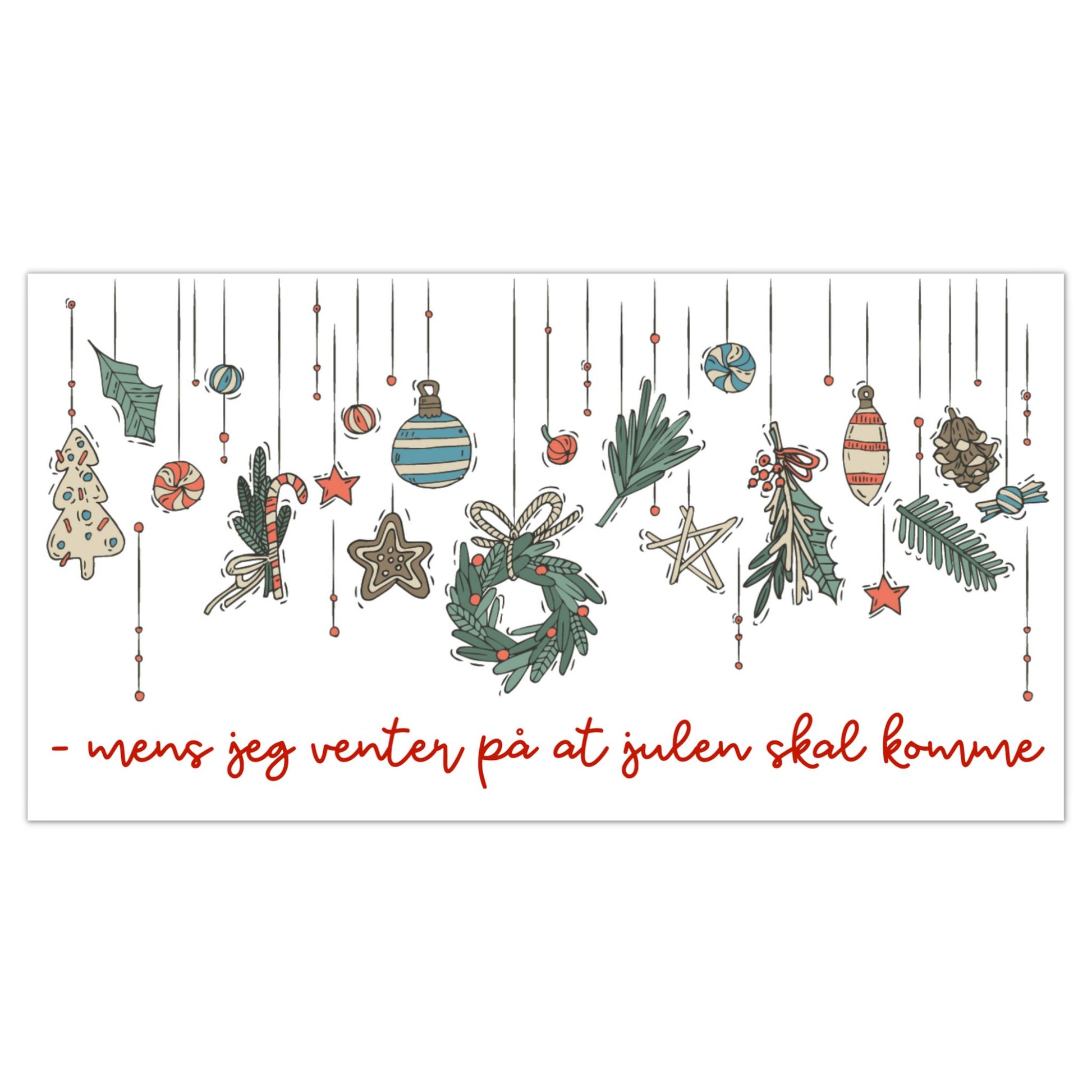 Designillustrasjon til adventskrus med julemotiv og adventstekst