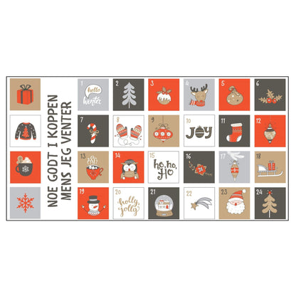 Designillustrasjon til adventskrus med julemotiv og adventstekst