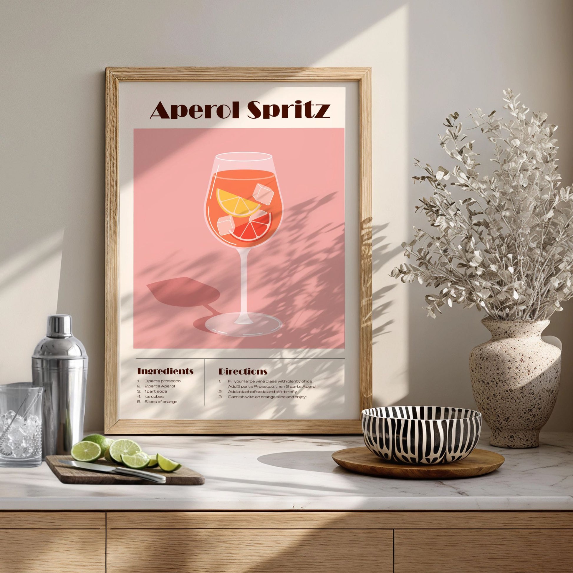 Aperol Spritz cocktail plakat som sommerlig dekor på kjøkken eller bar