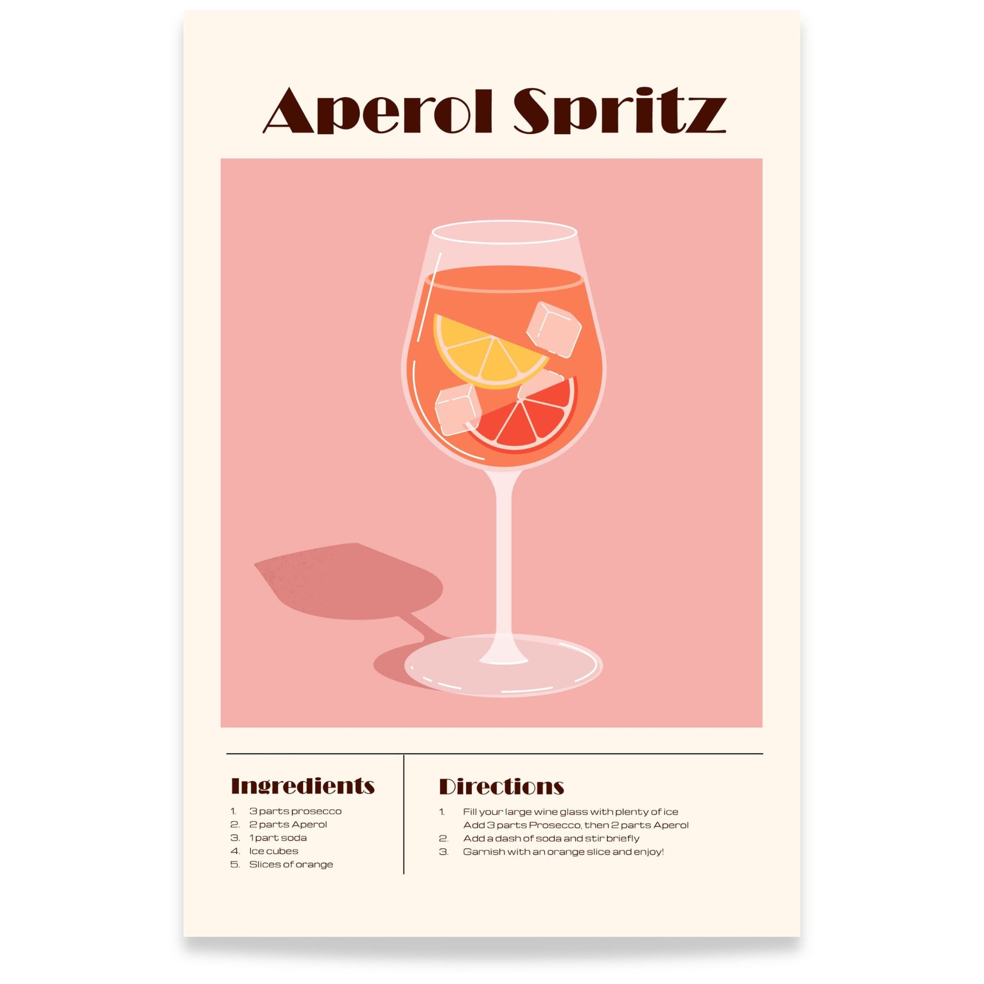Aperol Spritz cocktail plakat med oppskrift i italiensk sommerstil