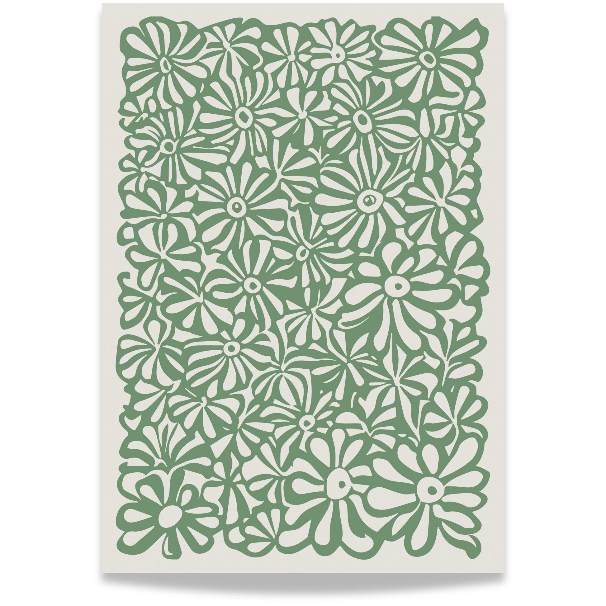 Botanical Flow botanisk mønsterplakat med stiliserte blomster i grønne toner