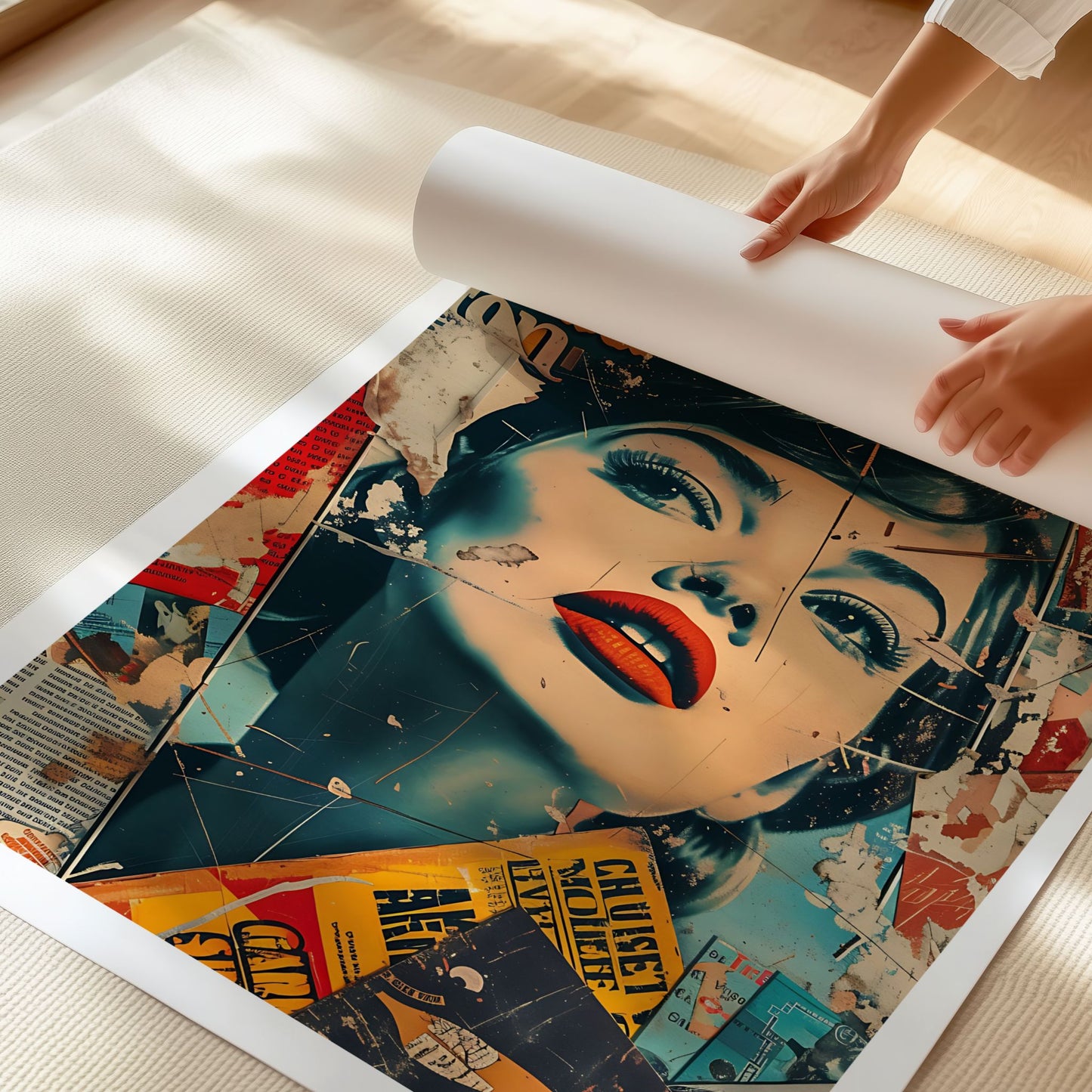Captivating Collages – Electric Beauty trykket på eksklusivt matt premium papir med høy detaljgjengivelse.