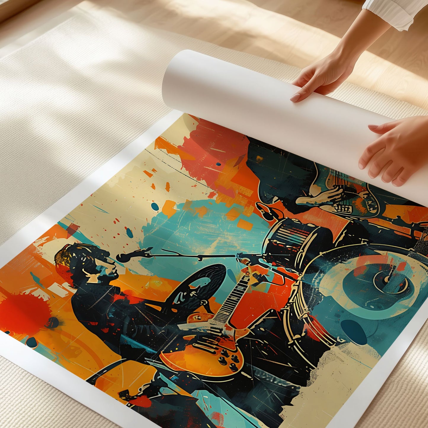 Nærbilde av Captivating Collages – Live Session trykket på eksklusivt matt premium plakatpapir.