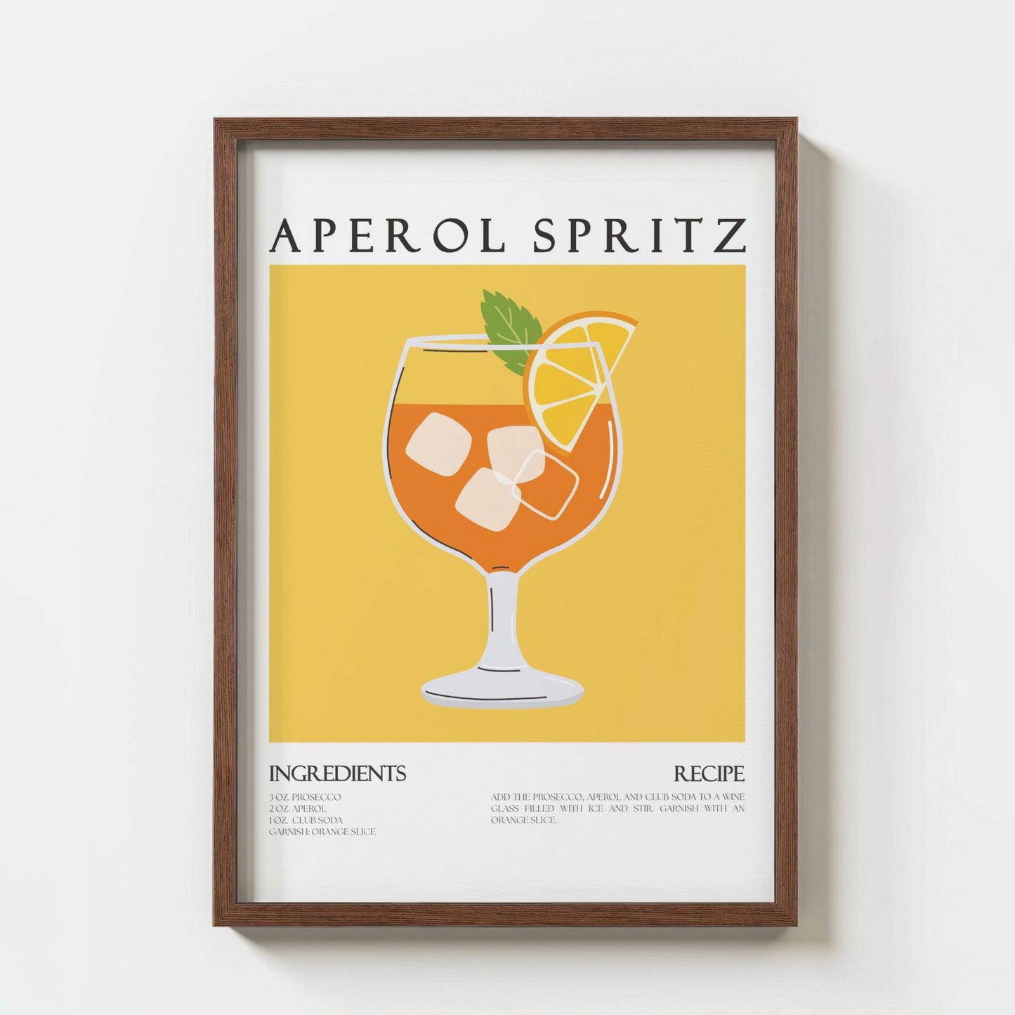 Margarita plakat med oppskrift vist i ramme