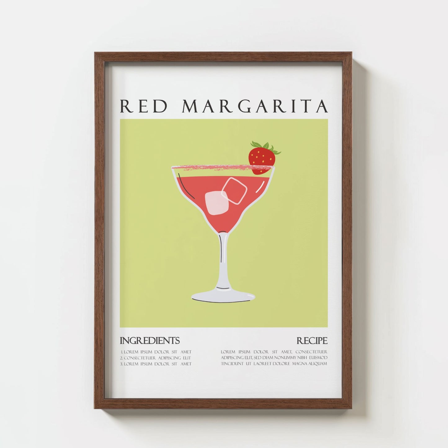 Red Margarita – cocktail plakat med oppskrift