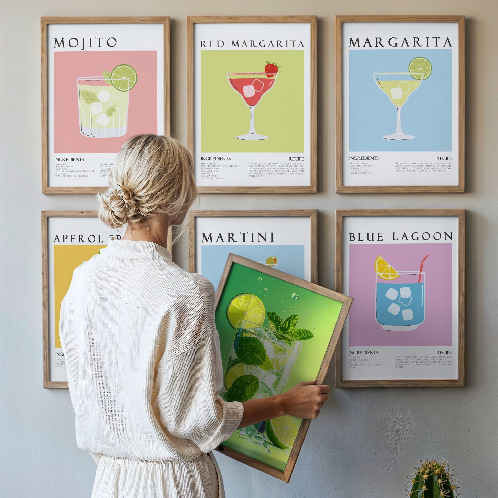 Mojito cocktail plakat på vegg i moderne kjøkken med friske drinker som inspirasjon