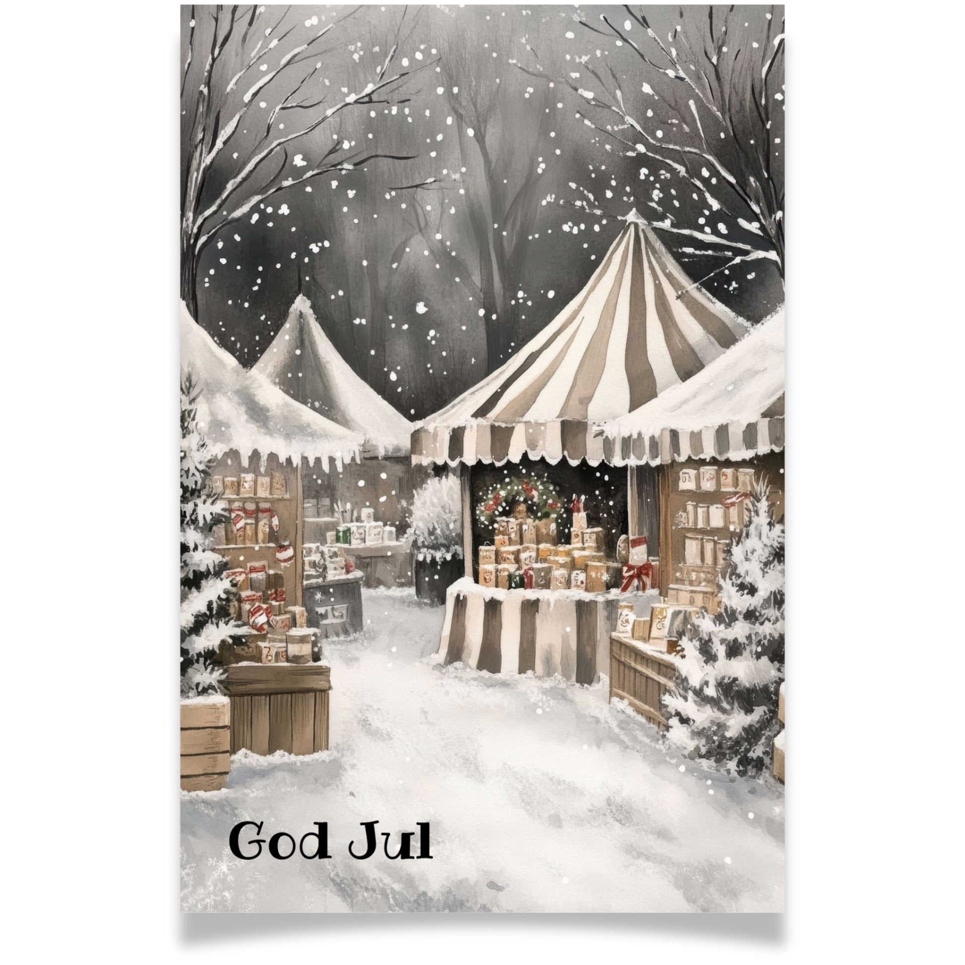 Julekort med vintermarked og snø – Cozy Winter Story Collection