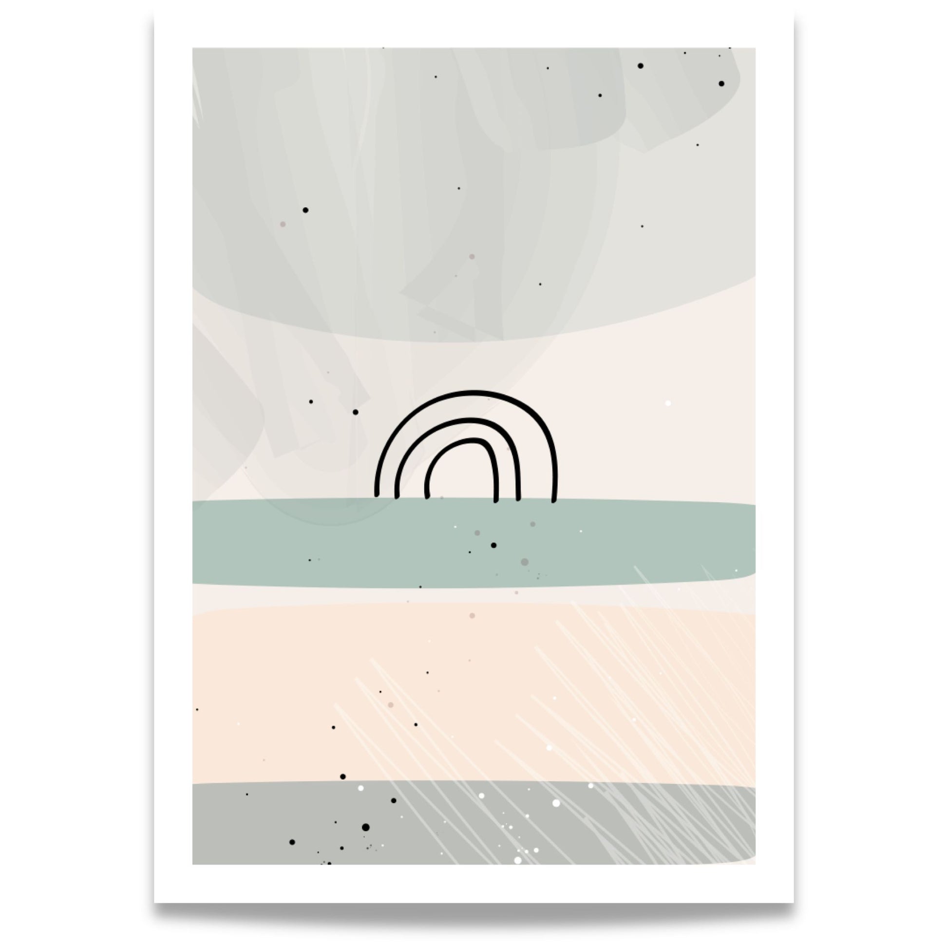 Dusty Green No2 grafisk plakat med dempede grønntoner og minimalistisk regnbueform