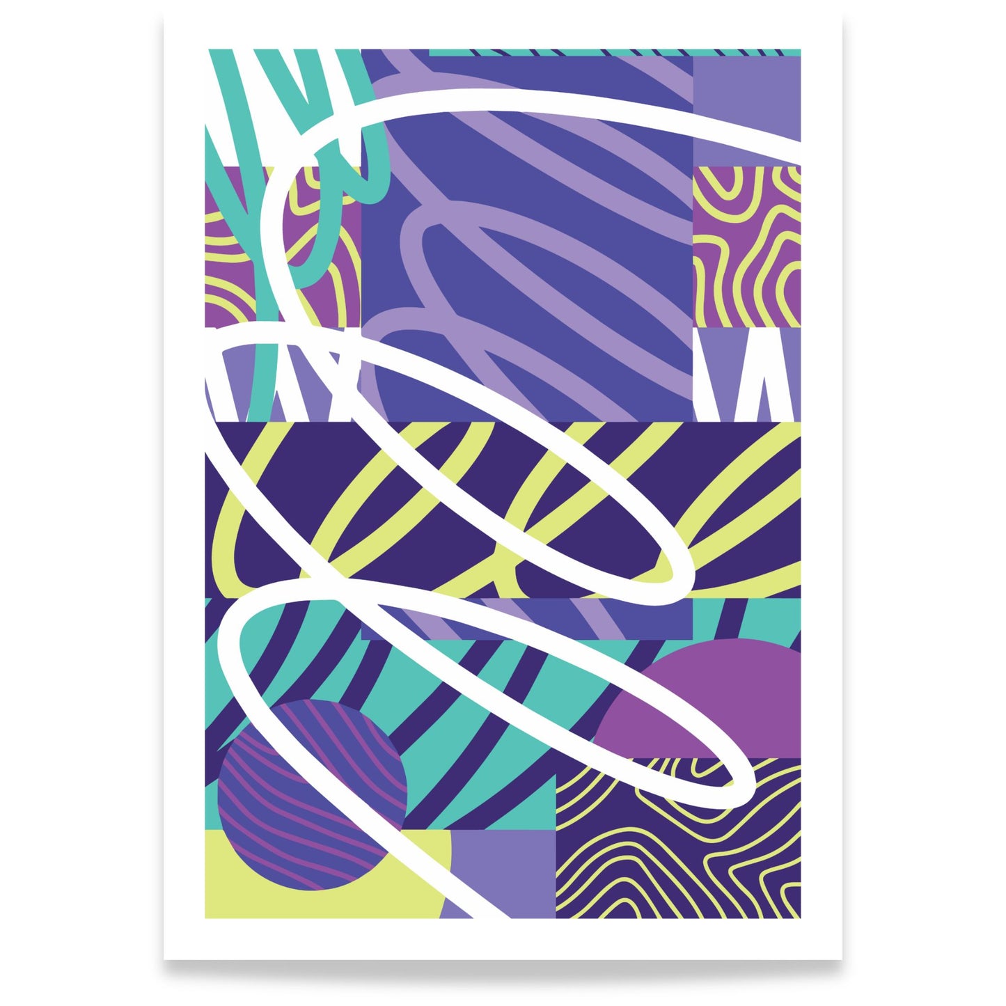 Dynamic motion bstrakt plakat med dynamiske linjer i lilla, grønt og turkis