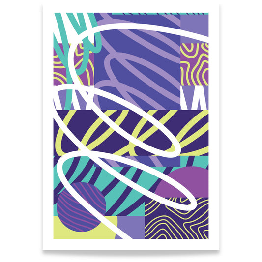 Dynamic motion bstrakt plakat med dynamiske linjer i lilla, grønt og turkis