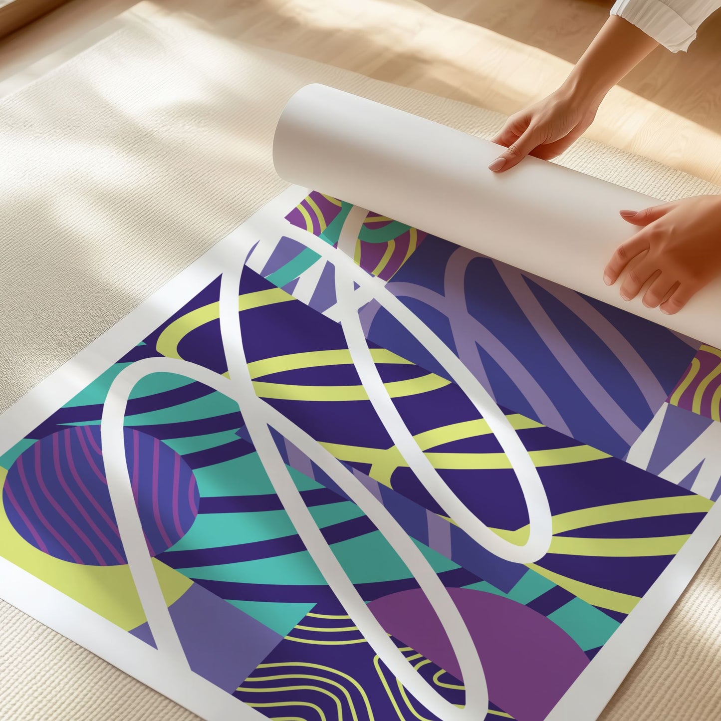 Detaljbilde av Dynamic motion abstrakt kunstplakat med grafiske linjer