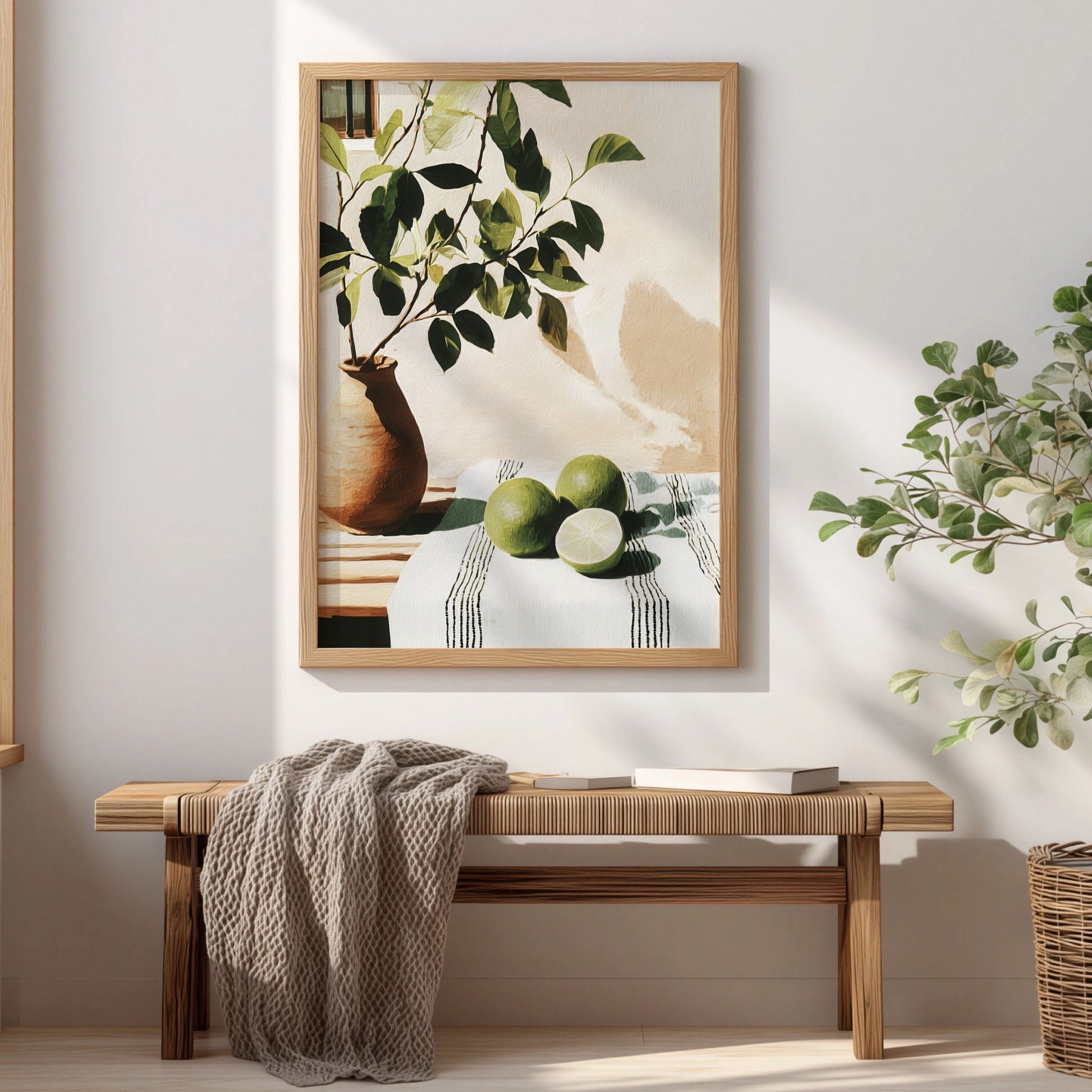 Kjøkkenplakat med sitrus og botaniske elementer i nordisk interiør