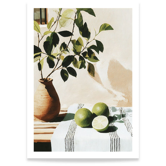 Stilleben plakat med lime og grønne blader