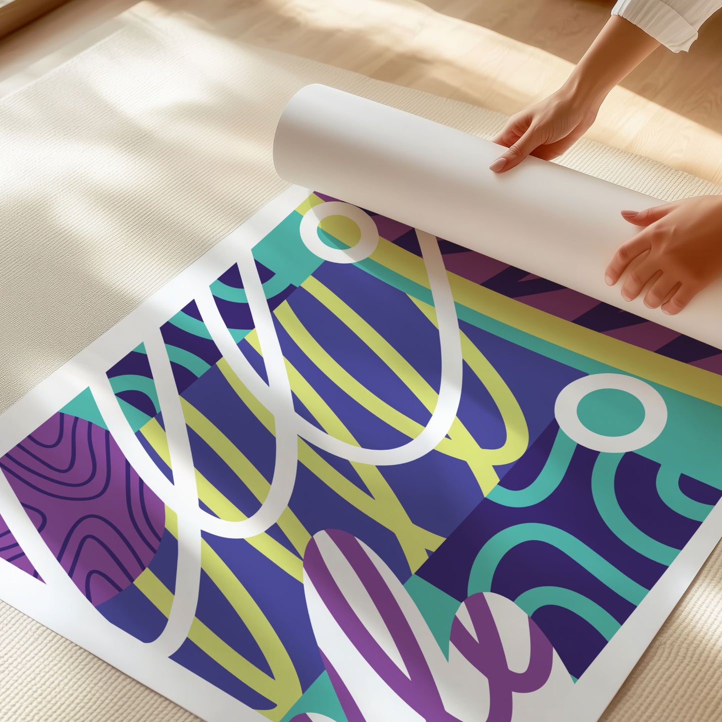 Detaljbilde av Electric Motion moderne abstrakt plakat med grafiske former