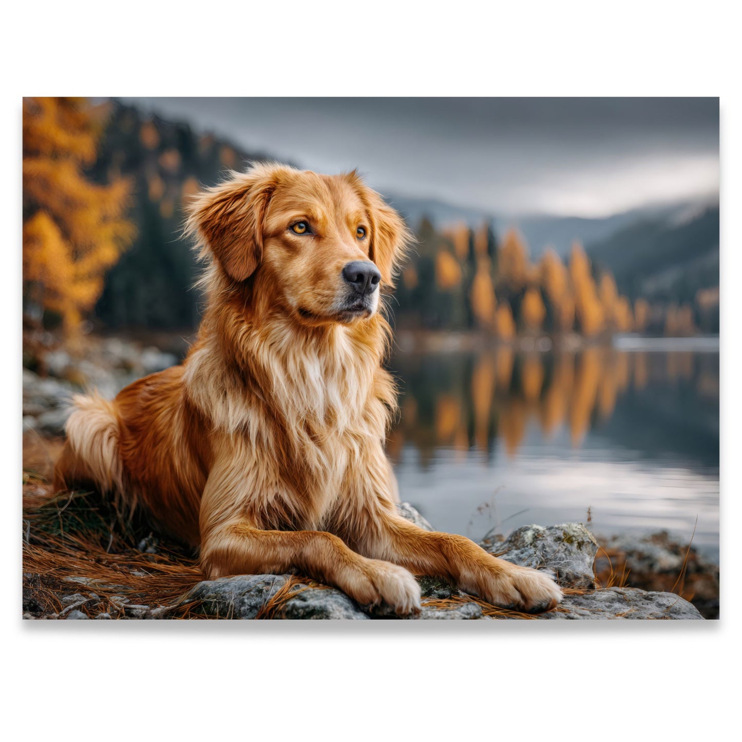 Faithful Companion – lerretsbilde med hund i høstlandskap. format 40x30